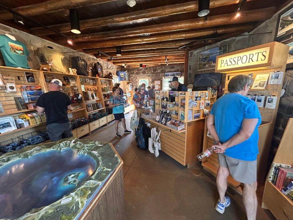 Small visitor center with gifts and very small relief map