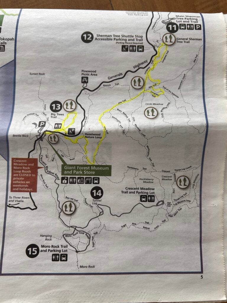 map of General Sherman Trail
