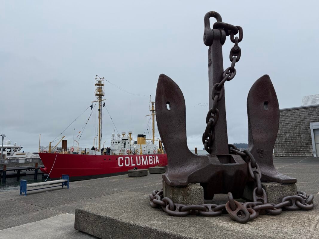 large anchor and ship