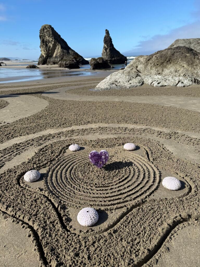 circles in the sand on the beach