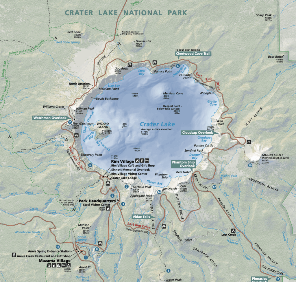Map of Crater Lake