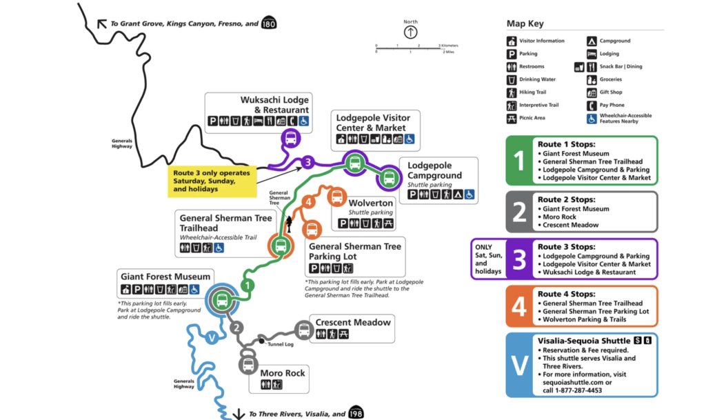 Shuttle map of Sequoia