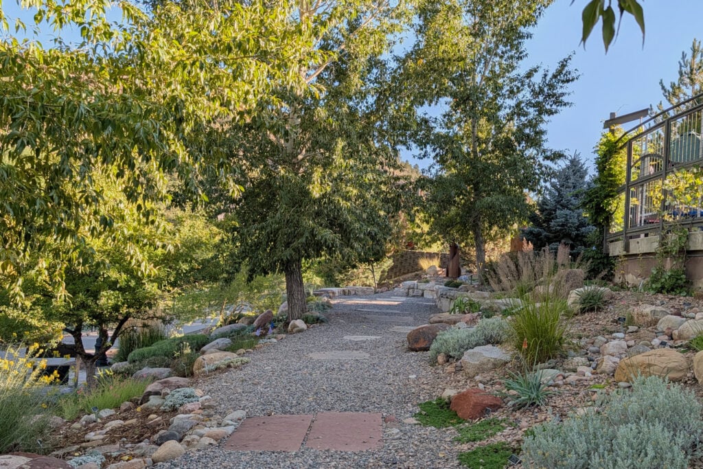 rock path through botanical garden