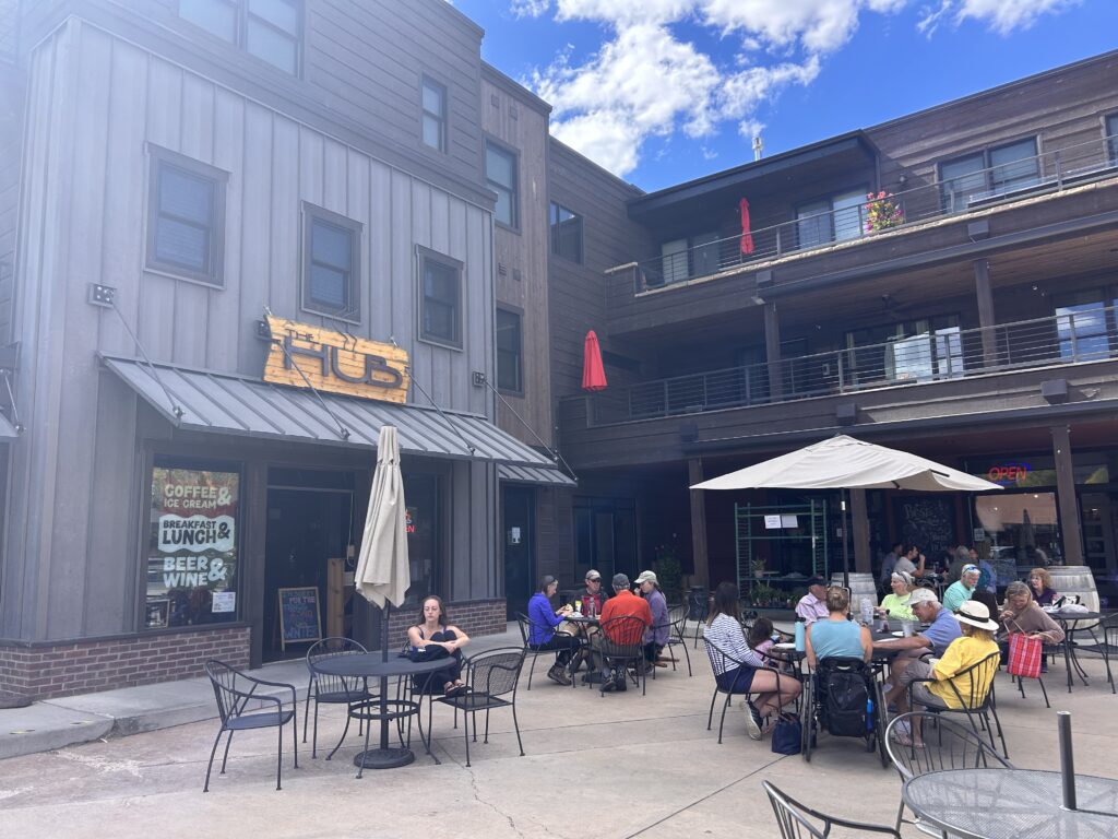 seating outside The Hub restaurant