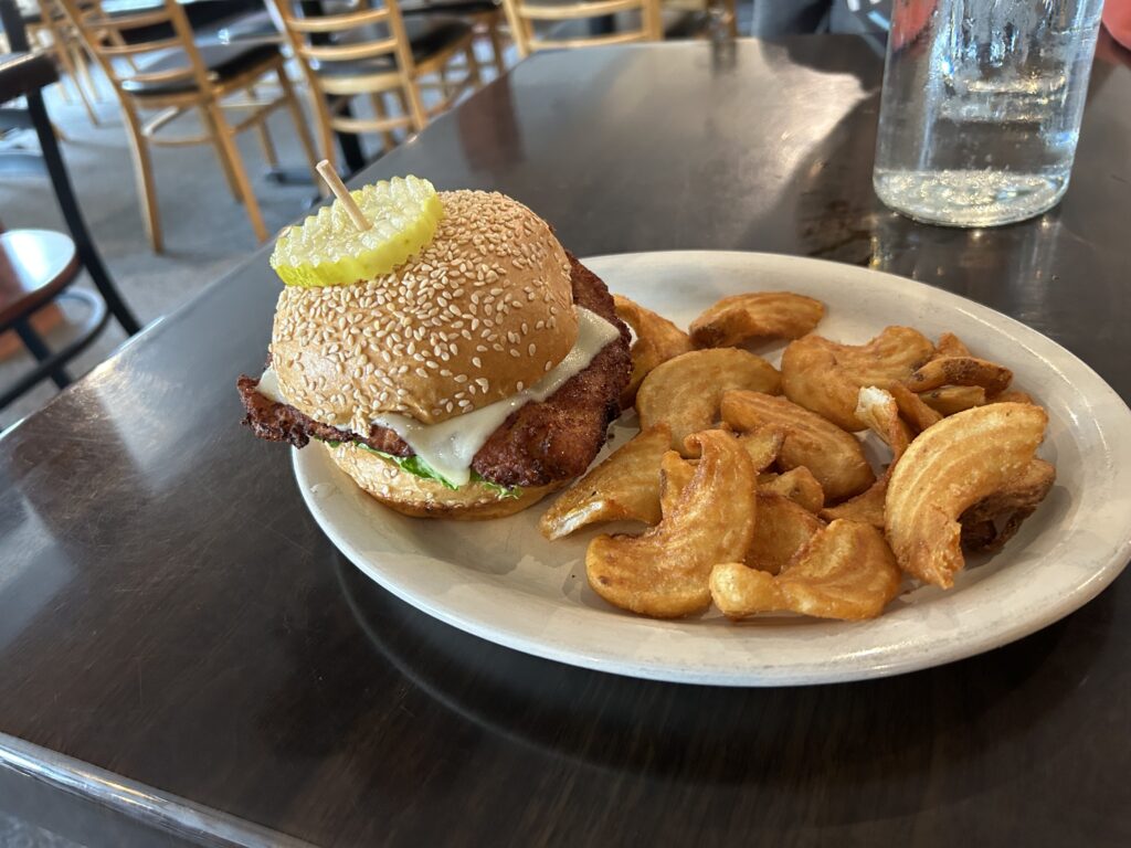 chicken sandwich and french fries