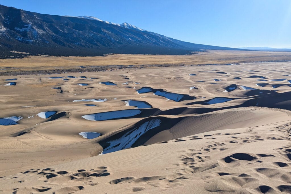 snow on sand dunes