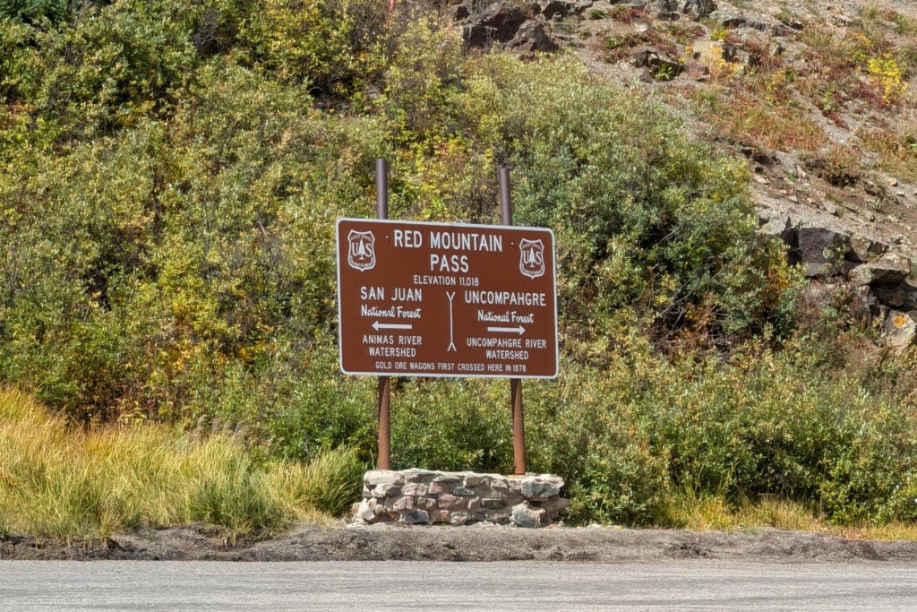 Red Mountain Pass sign along highway
