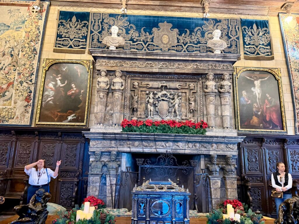 view of grand fireplace