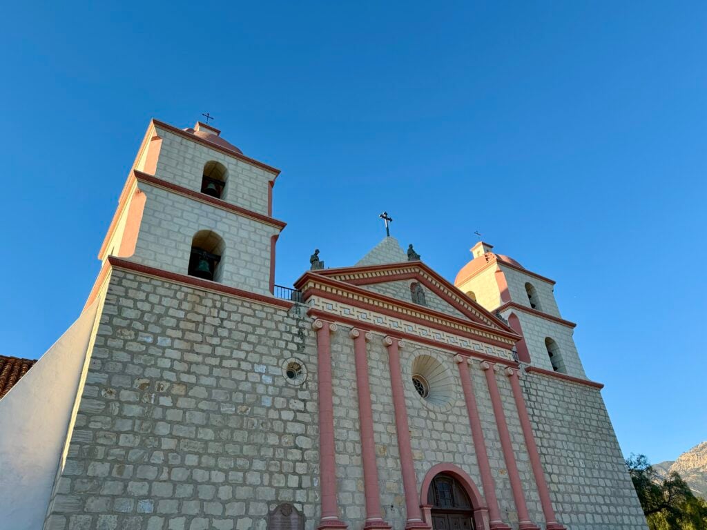 front view of Spanish mission in California