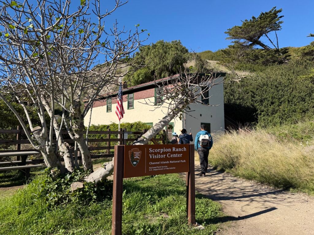 walkway and sign to visitor center