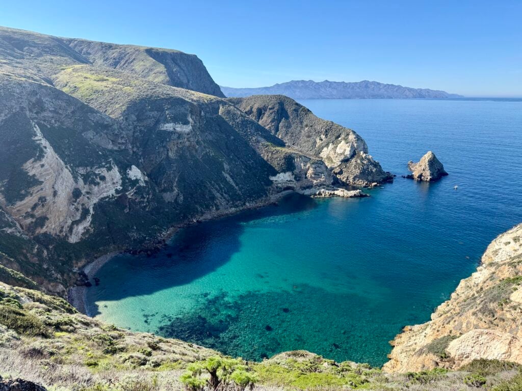 alcove of island with turquoise waters