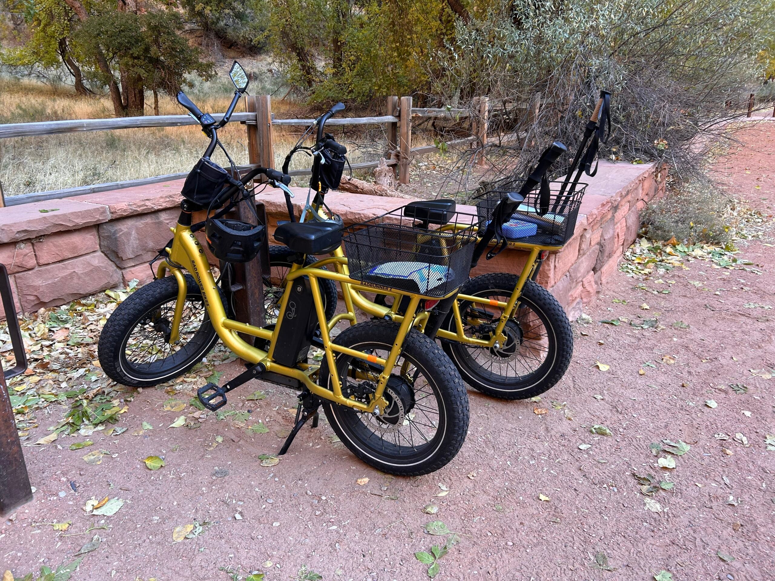 ebikes locked up at bike rack