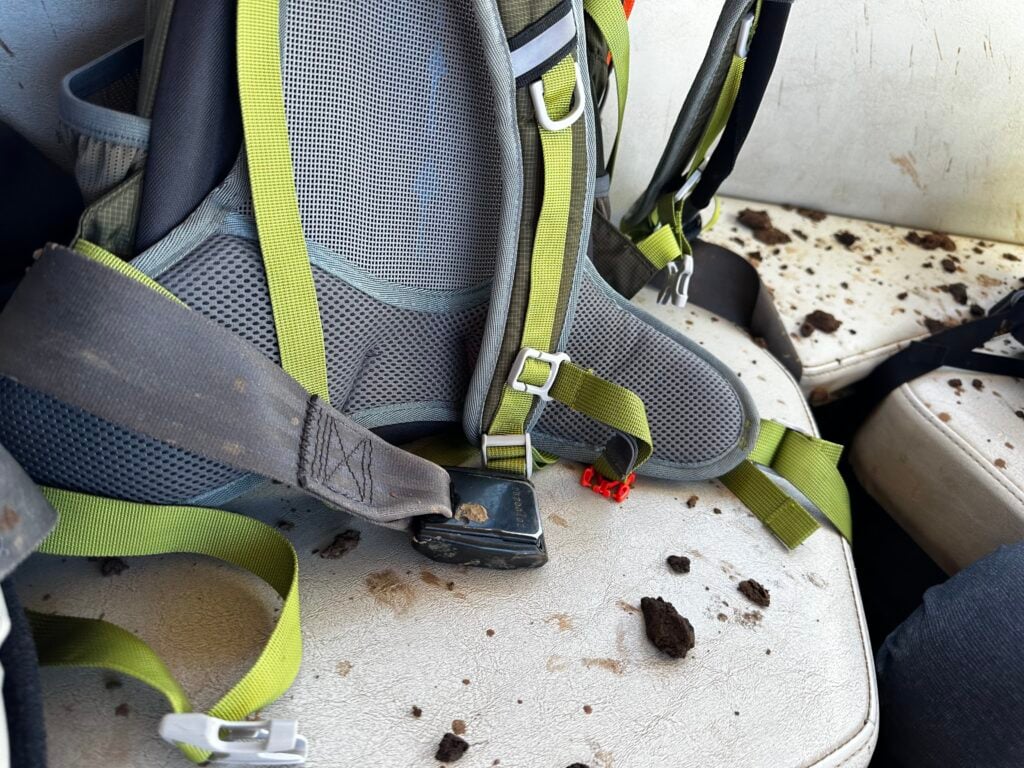 mud on seats of jeep