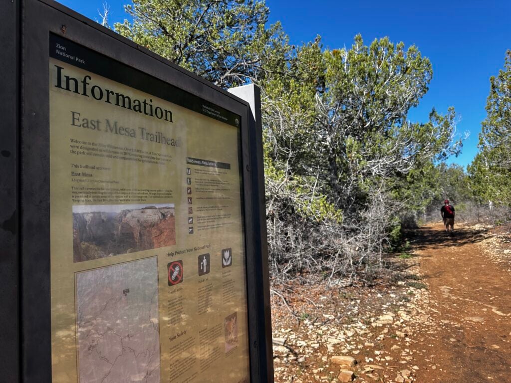 informational sign on East Mesa Trailhead