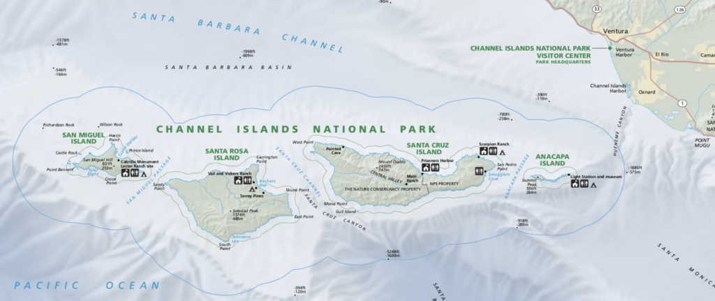 map showing channel islands