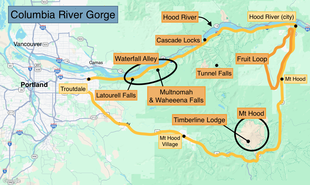 Columbia River Gorge Map