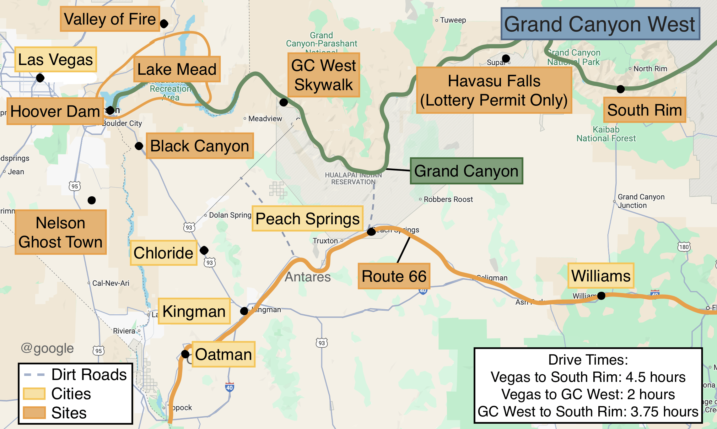Grand Canyon West Map