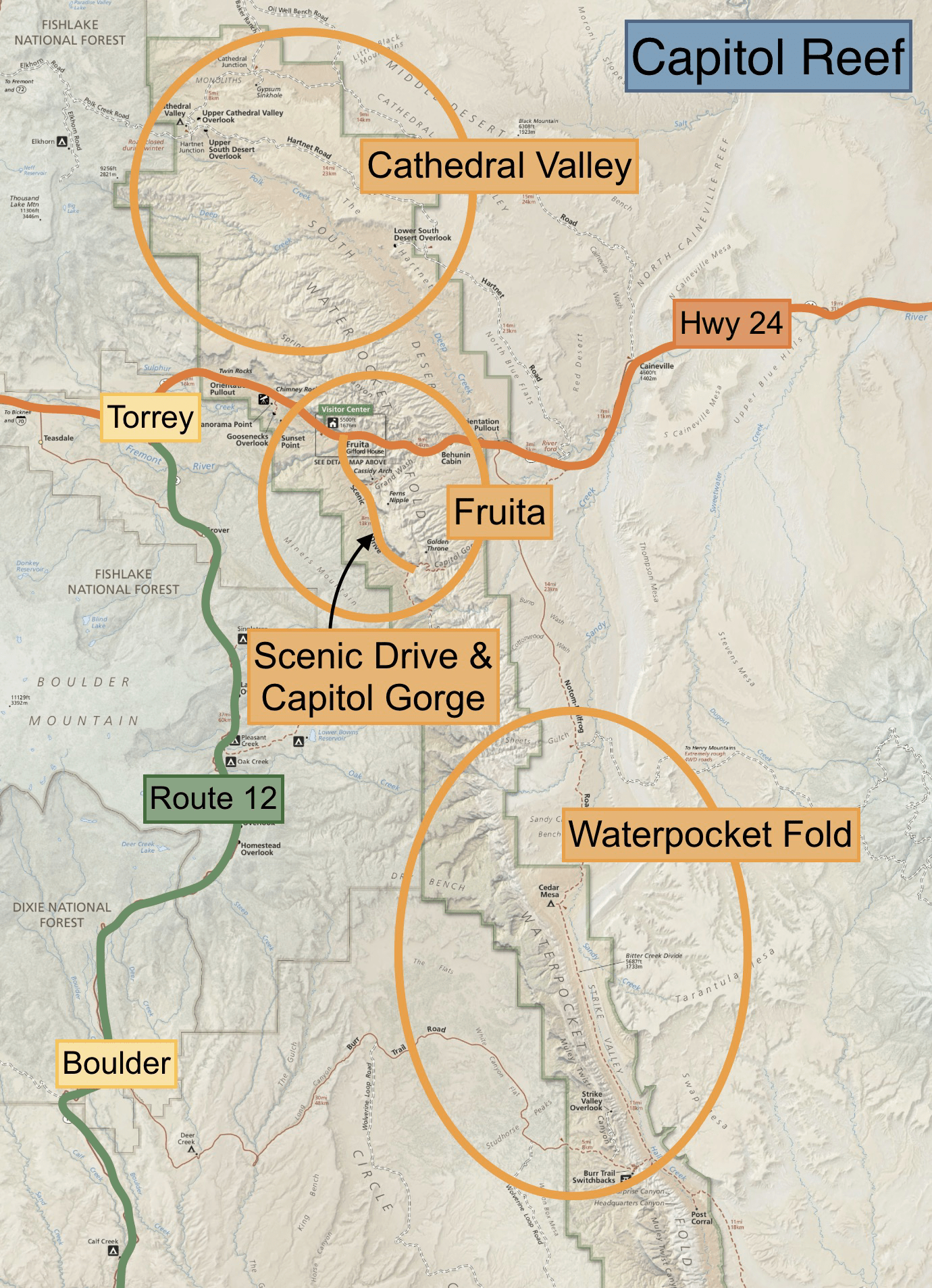 Capitol Reef Overview Map