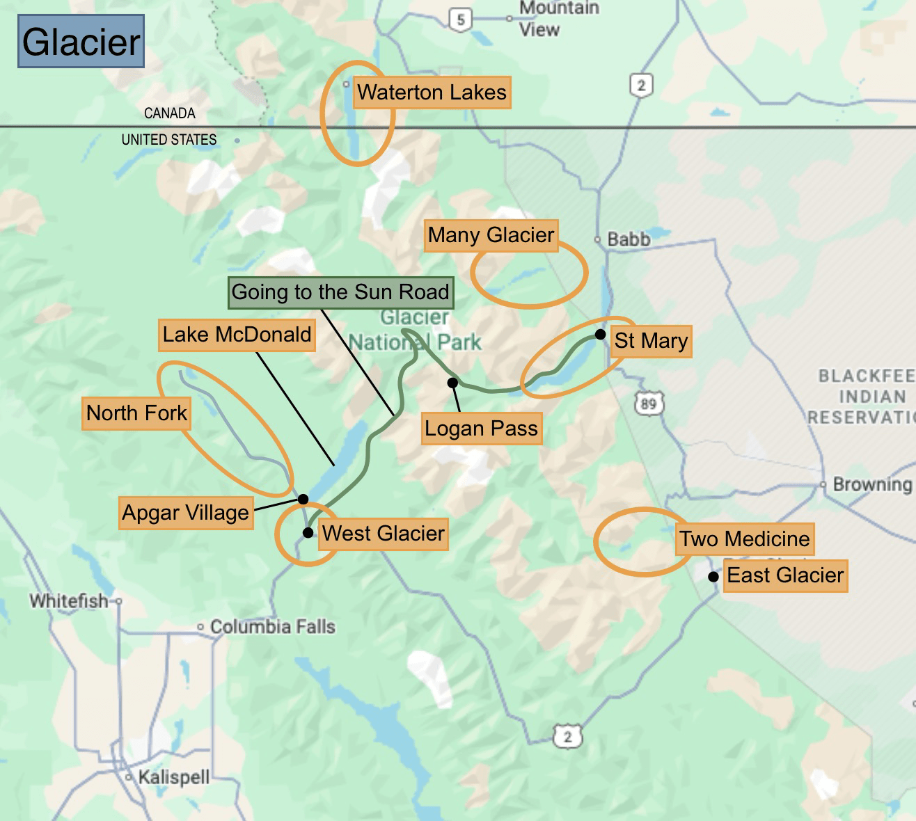 Glacier Overview Map