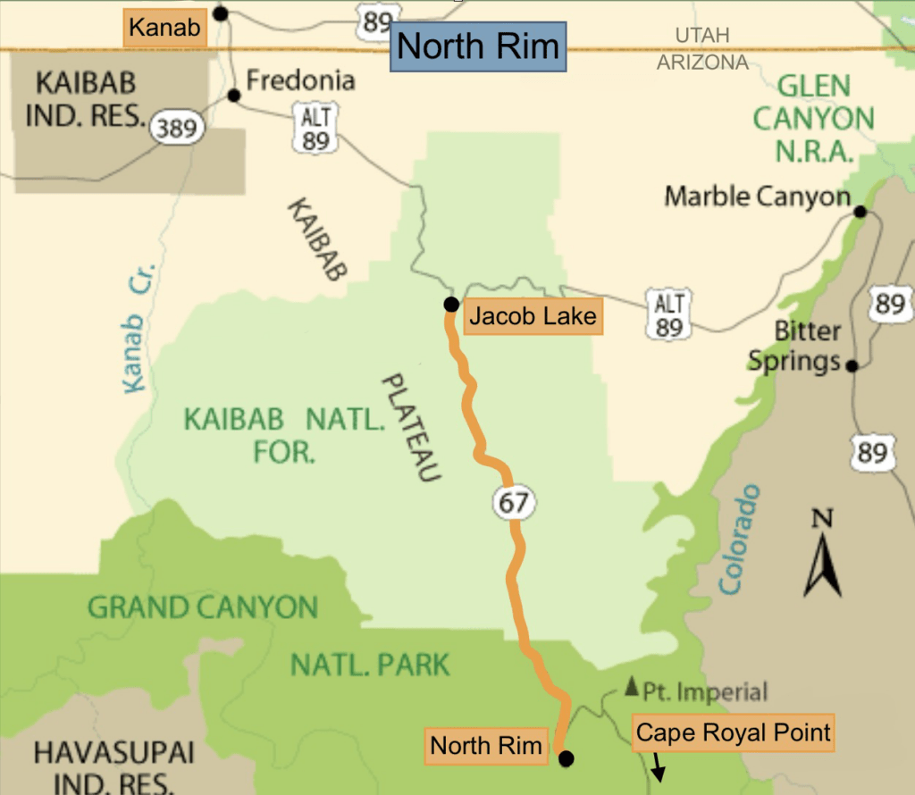 Map of North Rim