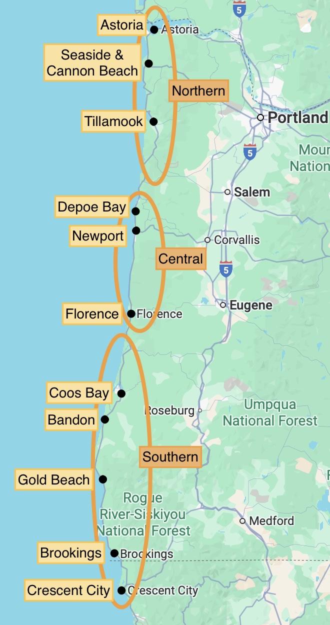 map of Oregon Coast