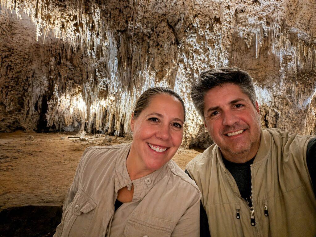 man and woman in cave