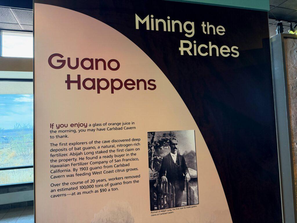 informational sign about Bat Guano