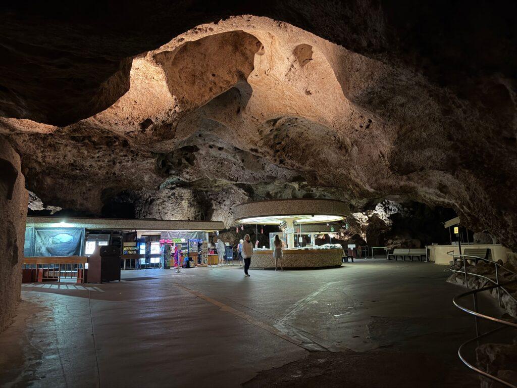 gift shop inside of large room in cave