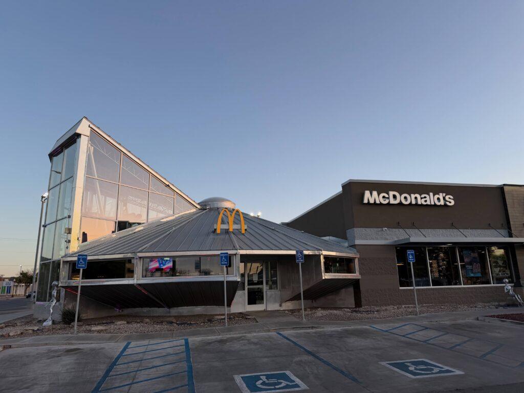 McDonald's restaurant in the shape of a spaceship