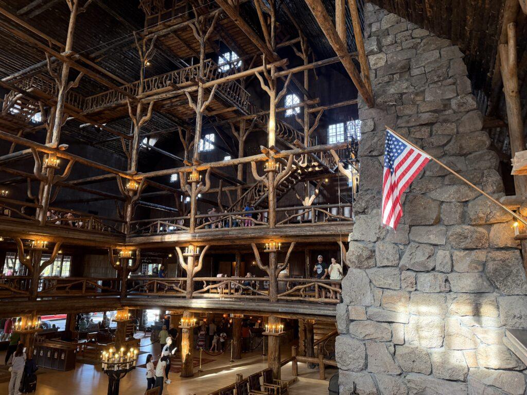 lobby of Old Faithful Inn