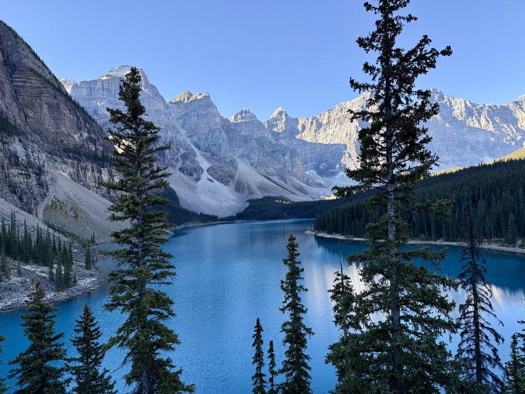 blue lake in mountain valley