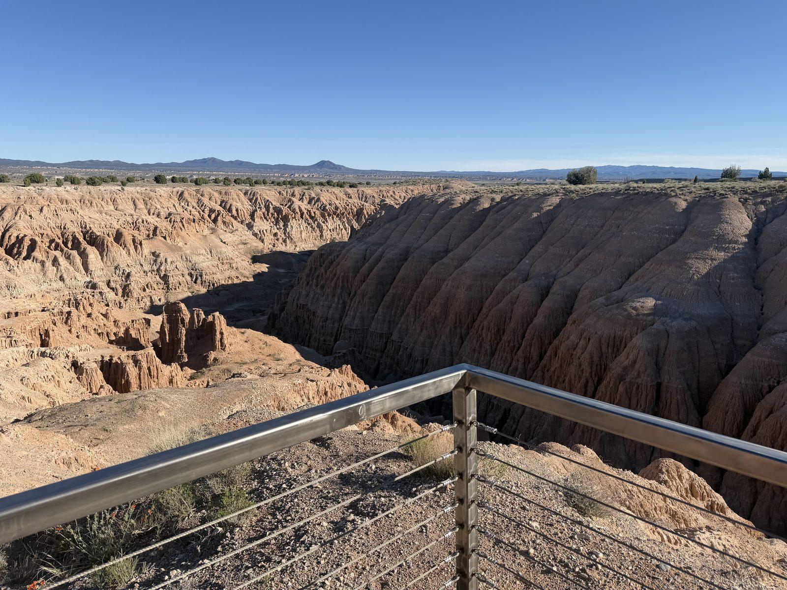 View across the eroded formations of Cathedral Gorge from the railing at Miller Point.
