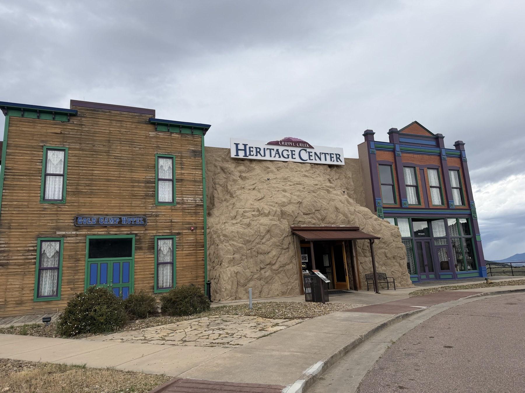 Cripple Creek Heritage Center building and entrance in Cripple Creek, Colorado.